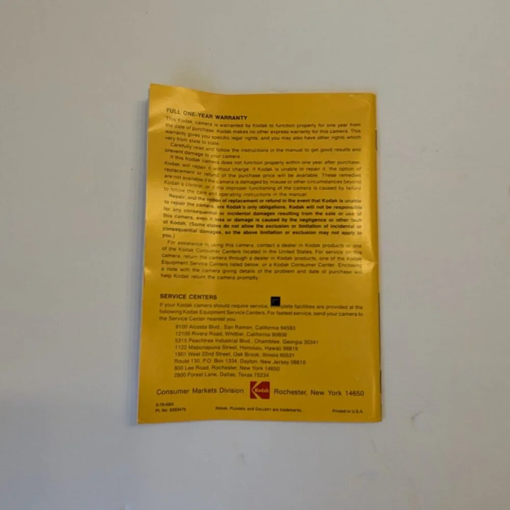 Vintage 1970's Kodak Pleaser Instant Camera w/ User Manual